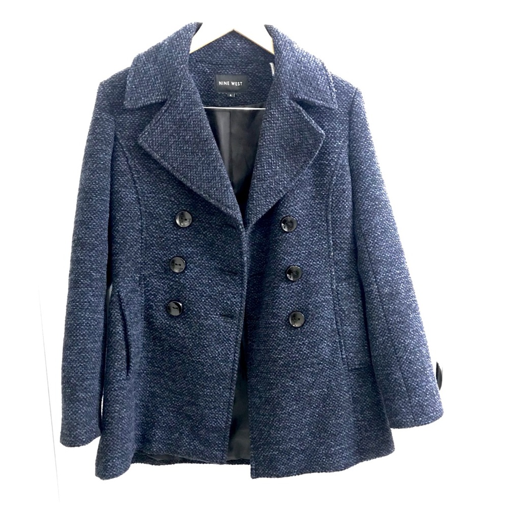Nine West Blue and Black Wool Peacoat 4